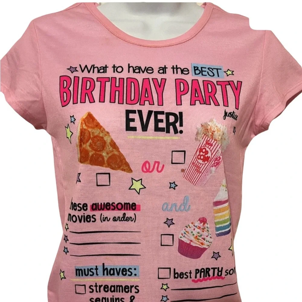 NWT Justice write on birthday pajama shorts set size 12